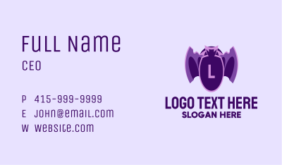 Violet Bat Mascot Lettermark Business Card