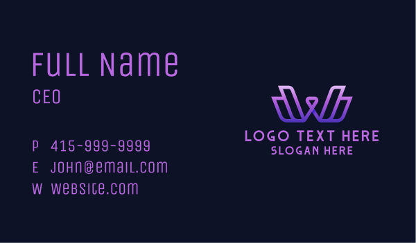 Gradient Creative Letter W  Business Card Design Image Preview