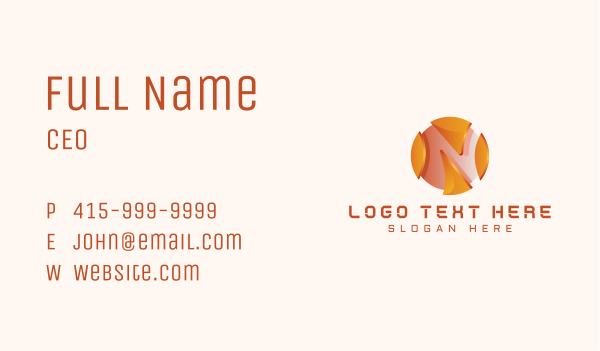 3D Tech Sphere Letter N  Business Card Design Image Preview