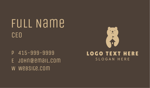 Brown Bear Daycare Business Card Design Image Preview