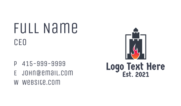 Castle Fortress Flame Business Card Design Image Preview