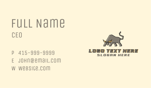Bison Bull Fighting Business Card Design Image Preview