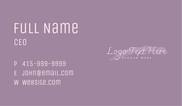 Feminine Watercolor Wordmark Business Card Design Image Preview