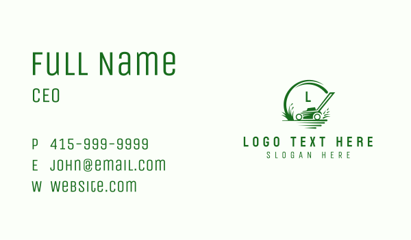 Grass Lawn Mower Business Card Design Image Preview