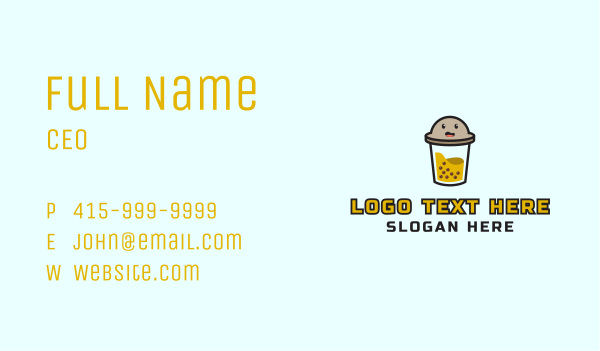 Boba Milk Tea Mascot Business Card Design Image Preview