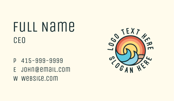 Sunset Beach Waves Business Card Design Image Preview