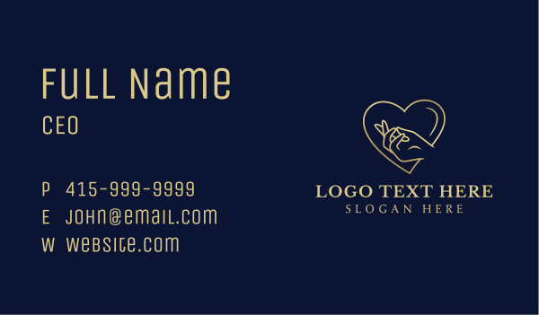 Gold Heart Hand Charity Business Card Design Image Preview