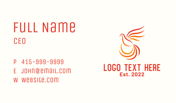 Flaming Legendary Phoenix Business Card Design