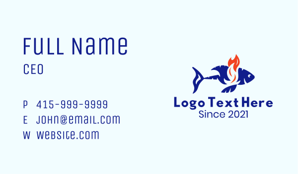 Flaming Tuna Fish  Business Card Design Image Preview
