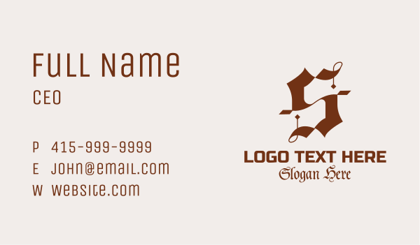 Gothic Typography Letter S Business Card Design Image Preview