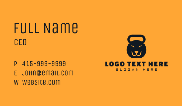 Lion Kettlebell Fitness Business Card Design Image Preview