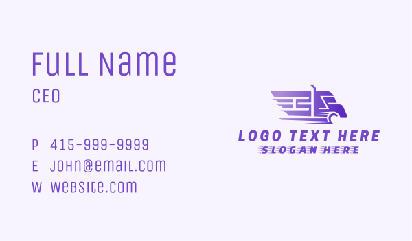 Purple Logistics Truck  Business Card Design Image Preview