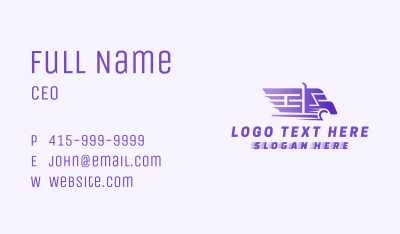 Purple Logistics Truck  Business Card Image Preview