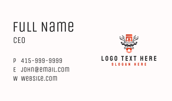 Mechanical Wrench Piston Business Card Design Image Preview