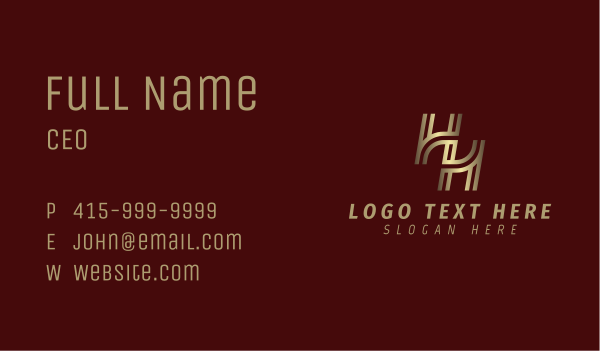 Gold Monogram H & H Business Card Design Image Preview