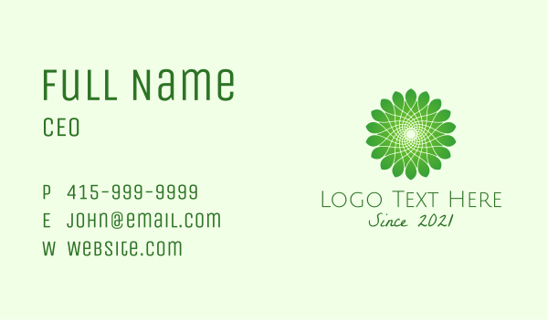Green Flower Mandala  Business Card Design Image Preview