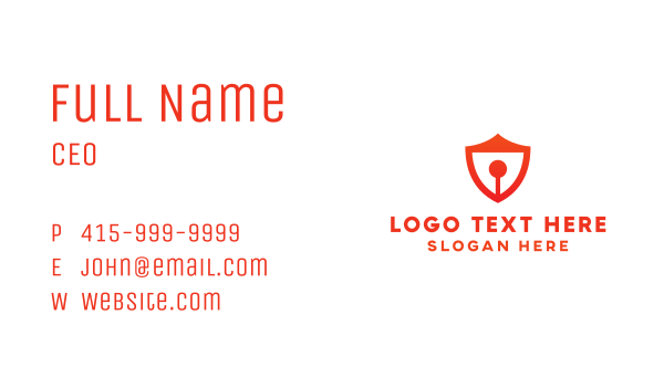 Red Keyhole Shield Business Card Design Image Preview