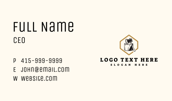 Wood Axe Carpentry Business Card Design Image Preview