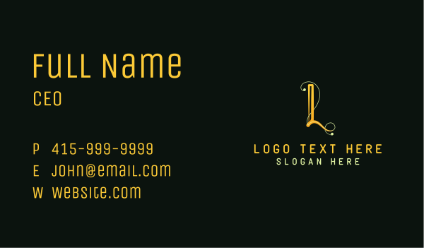 Modern Script Letter L Business Card Design Image Preview