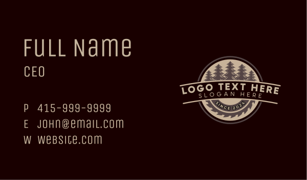 Sawmill Tree Woodwork Business Card Design Image Preview