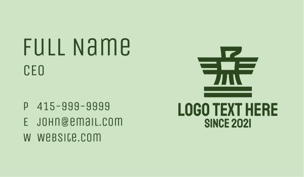 Green Military Falcon  Business Card Design Image Preview