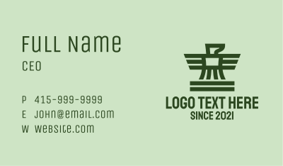 Green Military Falcon  Business Card Image Preview