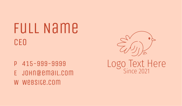 Minimalist Cute Bird  Business Card Design Image Preview