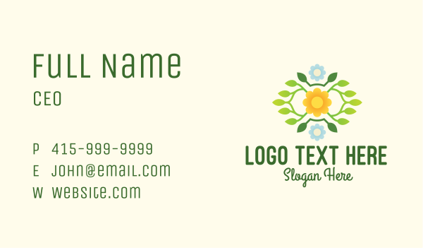 Flower & Leaves Wreath  Business Card Design Image Preview