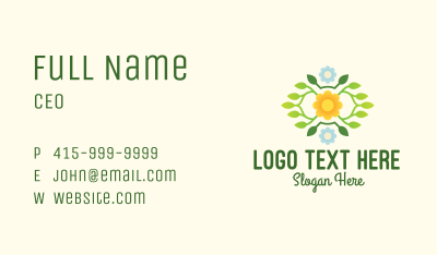 Flower & Leaves Wreath  Business Card Image Preview