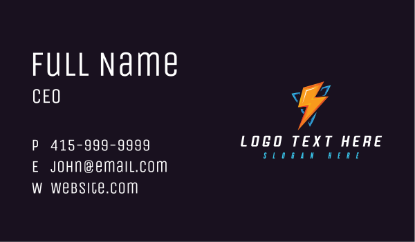 Thunder Electric Bolt Business Card Design Image Preview