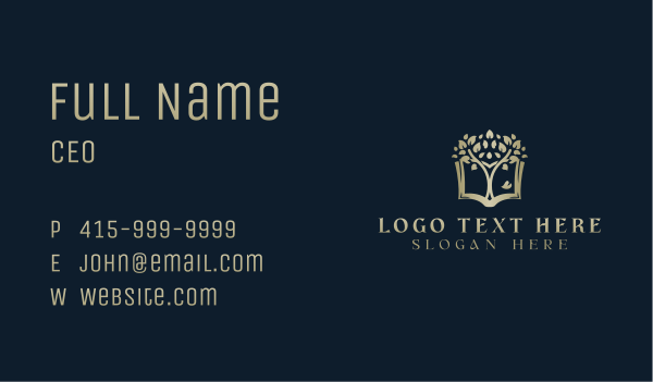 Tree Book  Library Business Card Design Image Preview