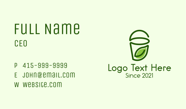 Green Leaf Juice Cup  Business Card Design