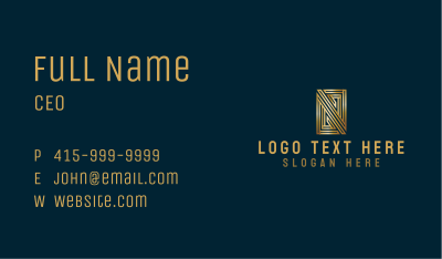 Golden Rectangle Letter N Business Card Image Preview