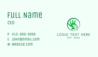 Green Leaf Hand Business Card Image Preview