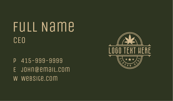 Elegant Cannabis Badge Business Card Design Image Preview
