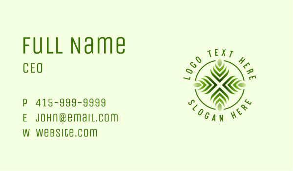 Abstract Green Leaf Business Card Design Image Preview