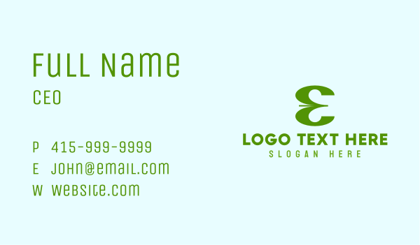 Green Company Letter E Business Card Design Image Preview