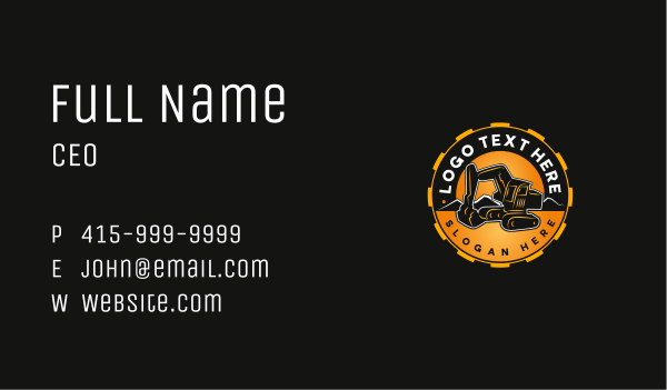 Excavator Backhoe Construction Business Card Design Image Preview