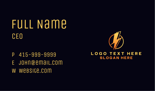 Electric Thunder Bolt Business Card Design Image Preview