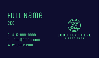 Cyber Cryptocurrency Letter X Business Card