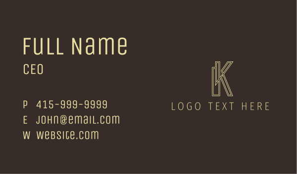 Yellow Company Letter K  Business Card Design Image Preview