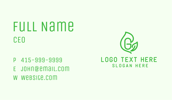 Leafy Letter G Business Card Design Image Preview