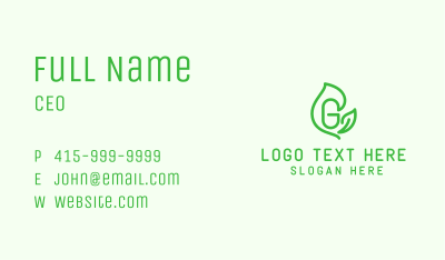 Leafy Letter G Business Card Image Preview