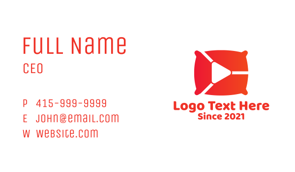 Pillow Video Streamer Business Card Design Image Preview