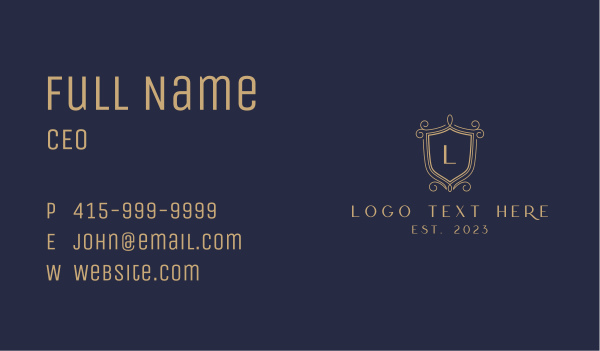 Deluxe Classic Shield Letter Business Card Design Image Preview