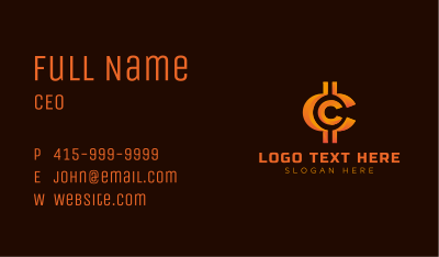 Golden Crypto Letter C Business Card Image Preview