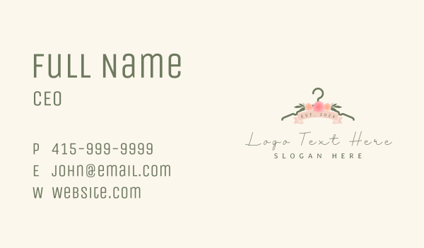 Floral Clothing Hanger Business Card Design Image Preview