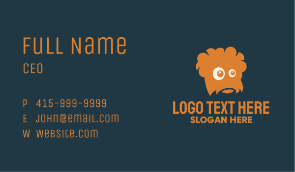 Orange Hairy Monster Business Card Design Image Preview