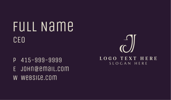 Elegant Firm Letter J Business Card Design Image Preview