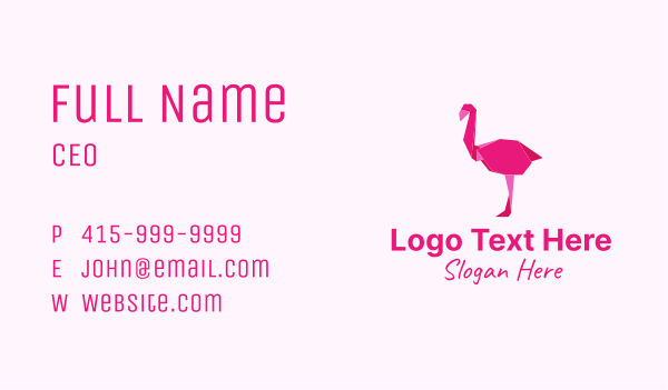 Pink Flamingo Origami Business Card Design Image Preview